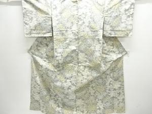 未使用品　草花模様織り出し手織り紬単衣着物